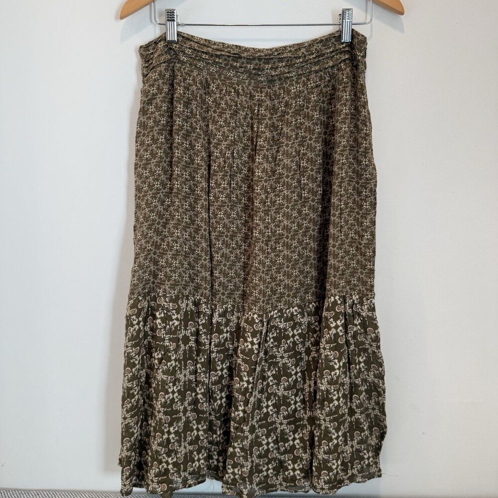 Massimo Dutti Women's Maxi Skirt, Size L  Brown Flowy Long Side Zip Skirt - Picture 3 of 10